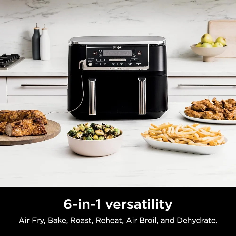 DZ550 Foodi 10 Quart 6-in-1 DualZone Smart XL Air Fryer with 2 Independent Baskets, Thermometer for Perfect Doneness 2