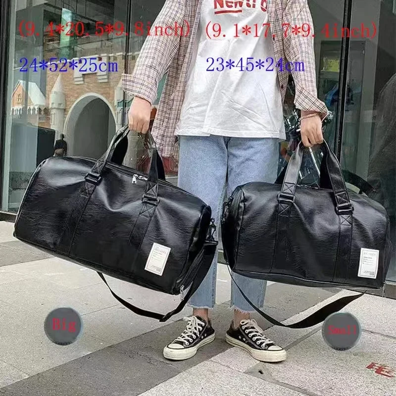 Fashion Pu Leather Luggage Bag Shoes Packet Travel Duffels Outdoor Sport Weekend Bag Training Fitness Duffle Shoulder
