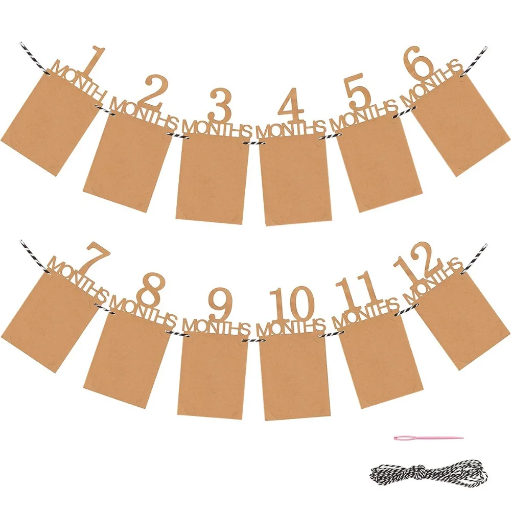 First Birthday Photo Banner for Baby Boys and Girls - Party Decoration Garland