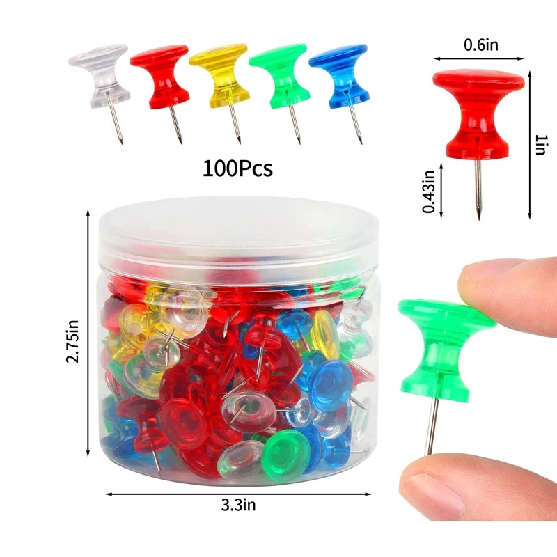 Dropship 100 Count Push Pins, Standard Multicolored Thumb Tacks