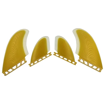 UPSURF FUTURE RM Pinne in fibra di vetro Performance 2/4 Set Pinne quad a linguette singole Pinne per tavola da surf gialle Doppia chiglia + Doppia pinna posteriore