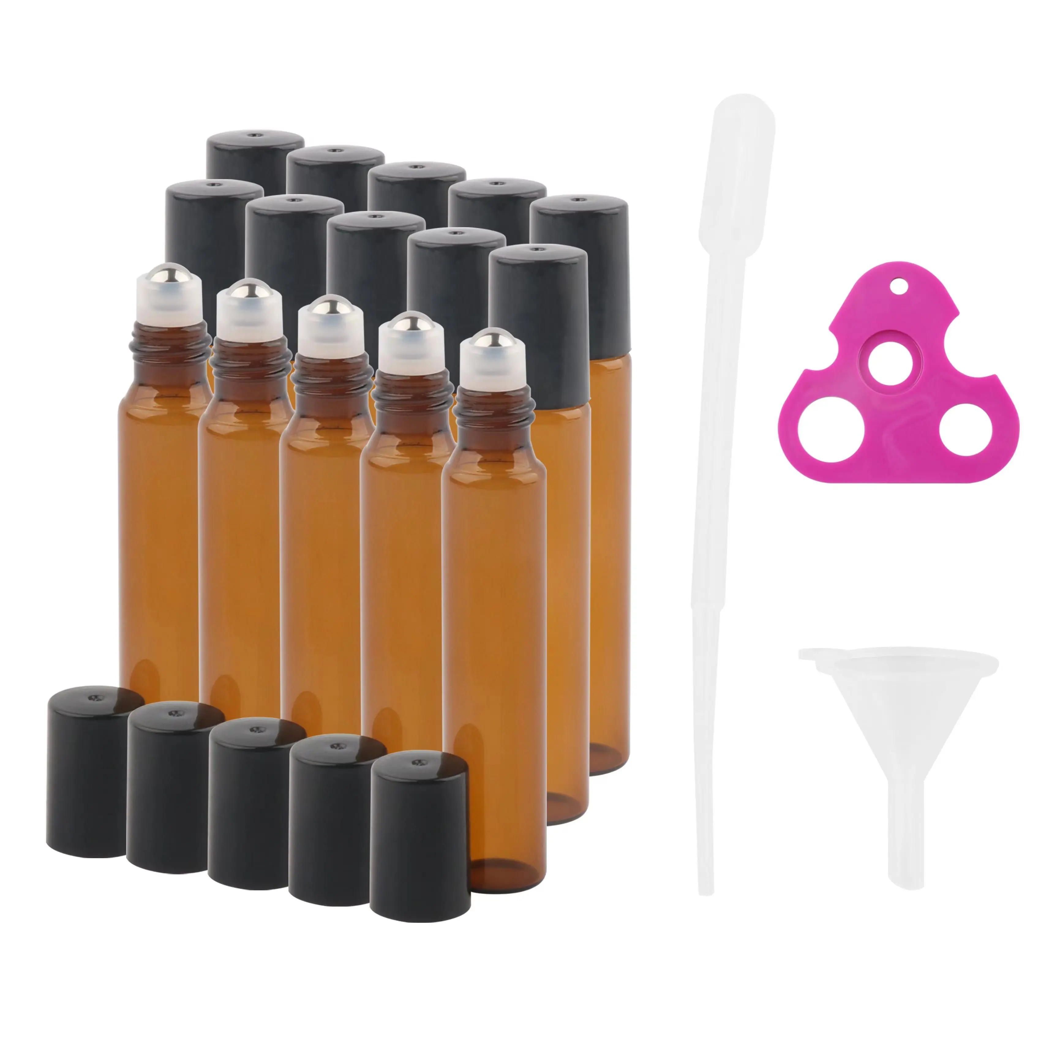 15pcs/ Pack 10ML Ball Essence Oil Bottle Recanned Glass Perfume Bottle Travel Cosmetic Bottle Brown Liquid Container amaoe m74 200ml press glass alcohol bottle micropore stainless steel tube liquid dispenser bottle mobile phone repair tools