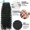 Curly Crochet Human Hair Extensions Knotless Pre Separation Feather Crochet Human Hair Water Wave Invisiable Knot With String 3