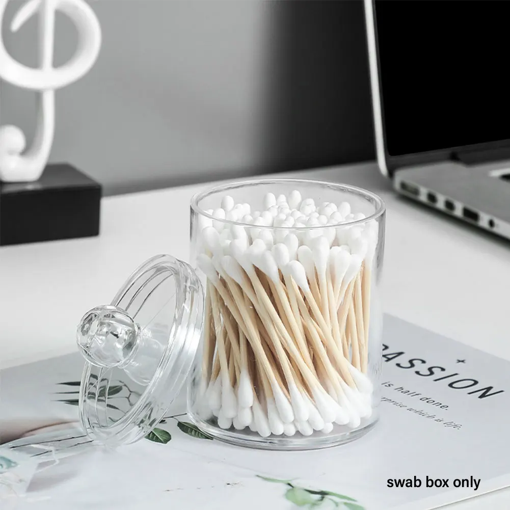 3pcs Makeup Cotton Swab Box Jar Ball Pad Clear Round Stackable Storage Holder Multi Purpose Lipstick Bathroom Storage Supplies 4