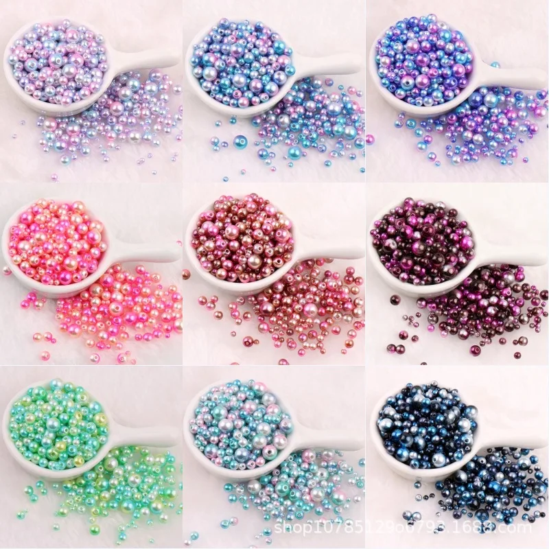 Imitation pearl beads abs beads 3-8mm ABS Gradient Mermaid Imitation Pearls Round Beads with Hole For Needlework Jewelry Making DIY Handmade Bracelets Sewing