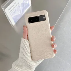 Luxury Frameless PU Leather Case - Solid Color Cooling & Breathable Design - Pixel 7A (Antique White)