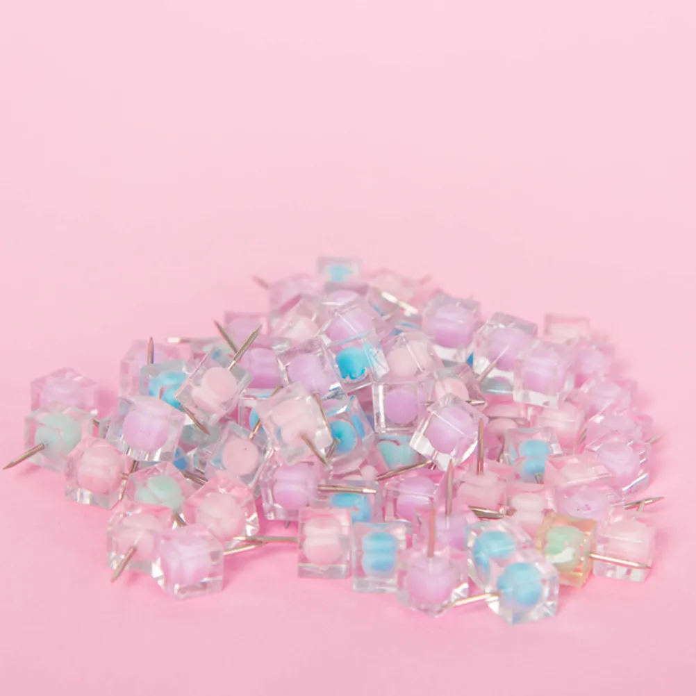 80개 멀티 컬러 푸시핀, 코르크보드, 화이트보드, 가정, 사무실, 학교용 창의적인 압정, 투명 압정