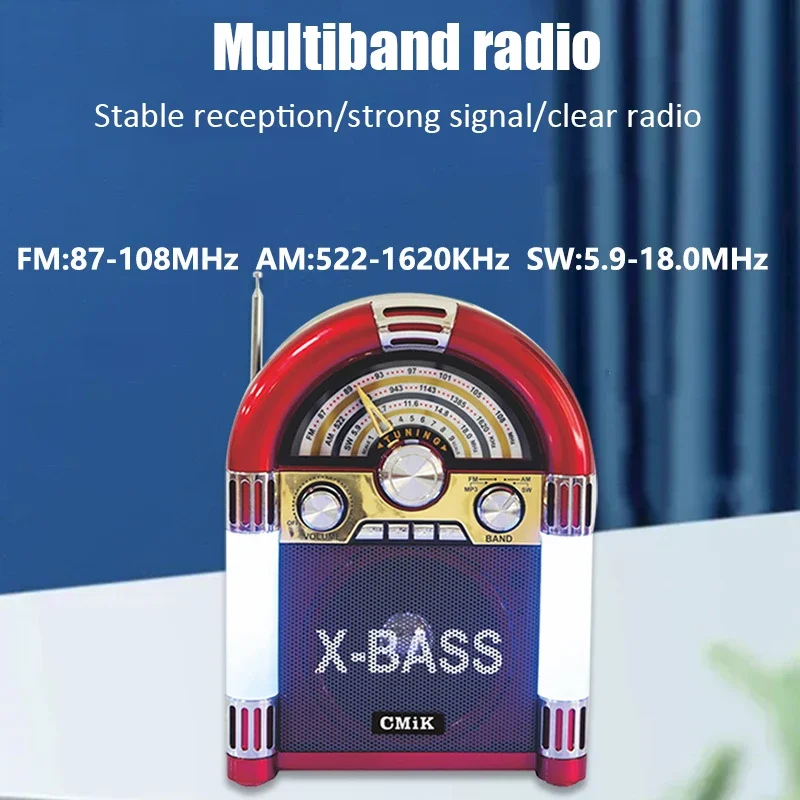 Portable Retro Radio Wireless Bluetooth Speaker Card Audio Home FM Medium Wave Short Wave Stereo Radio Receiver Support 220V110V Bluetooth Speaker Portable Speaker Audio Speakers