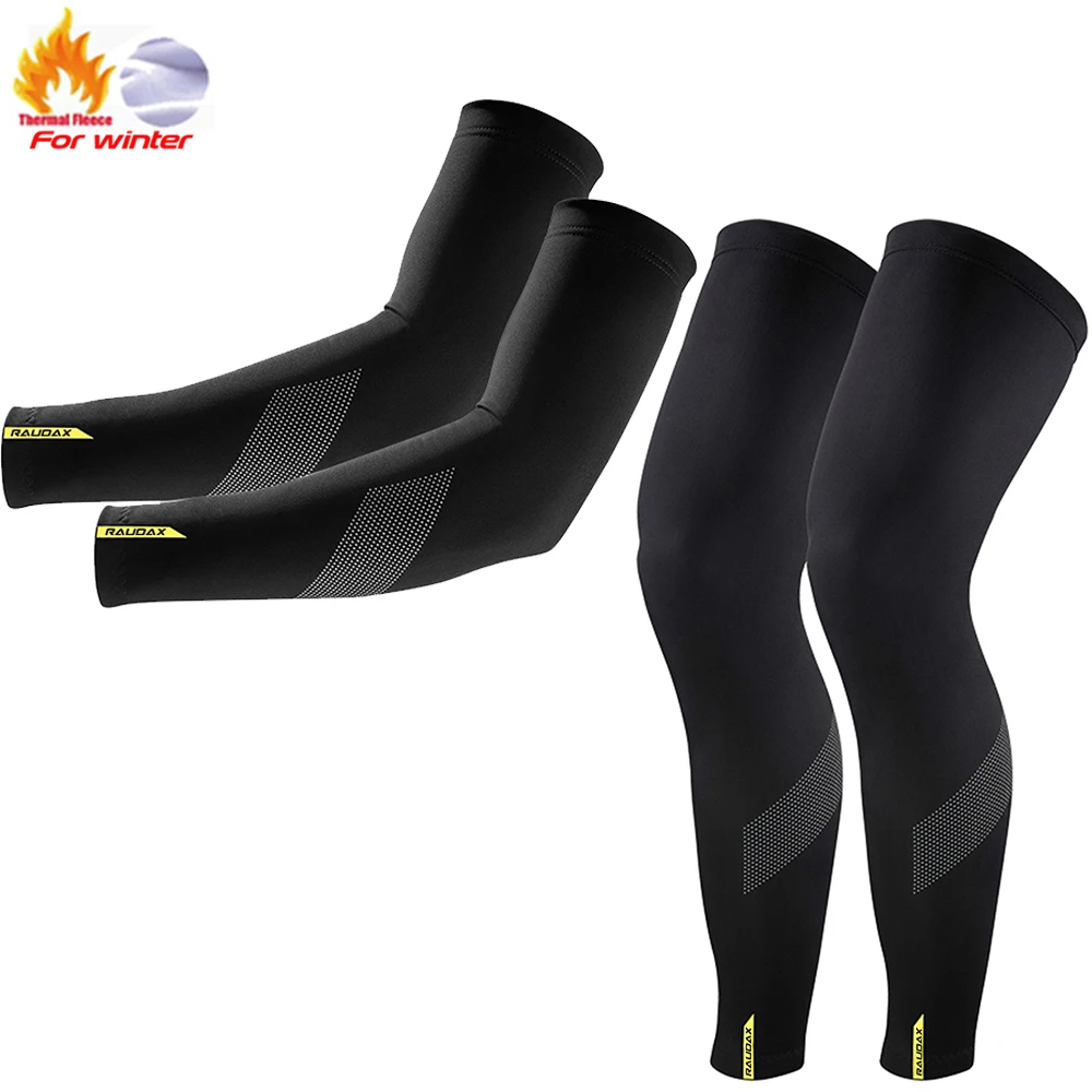 

Raudax High Elasticity and High Quality Winter Warm Fleece Bicycle Arm Warmers Winter MTB Sports Bike Sleeves Cycling Leg Warmer