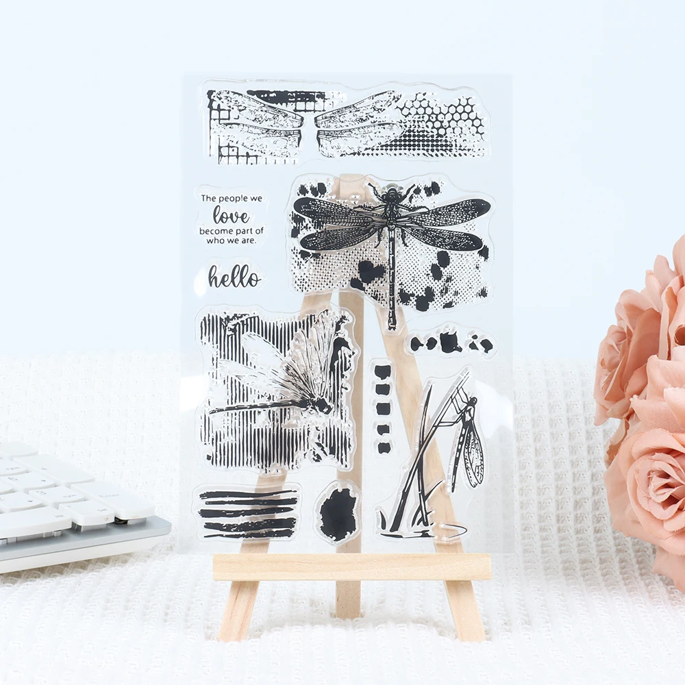Retro Animal Silicone Clear Stamps Diy Journal Planner Scrapbooking Craft Supplies Watercolor Dragonfly Transparent Rubber Stamp