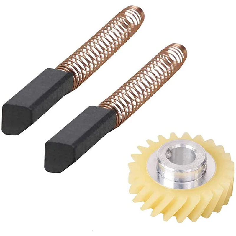 

W10112253 9706416 Motor Brush W10380496 4162897 Mixer Worm Drive Gear for Kitchenaid Stand & A Pair of Motor Brushes