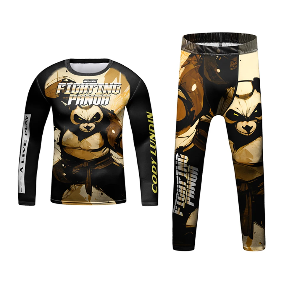 Kid MMA Compression T-Shirt + Pant Rashguard Kids 4PCS/set Sport Gym Muay Thai Shorts Children Boy Jiu Jusit Bjj MMA Clothing