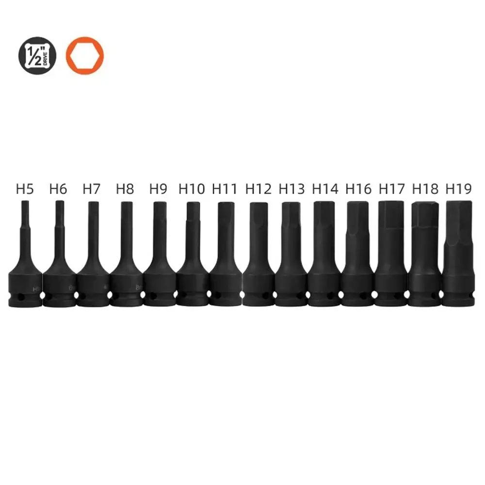 1Pcs Metric 1/2 Inch Shank Electric Drill Socket Adapter 80mm Length Long Bit Hex Hexagon Socket H4-H22 Cr-Mo Steel