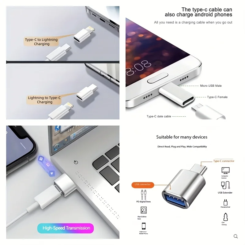 Premium 8-Piece USB-C Adapter Kit for Fast Charging & Data Transfer