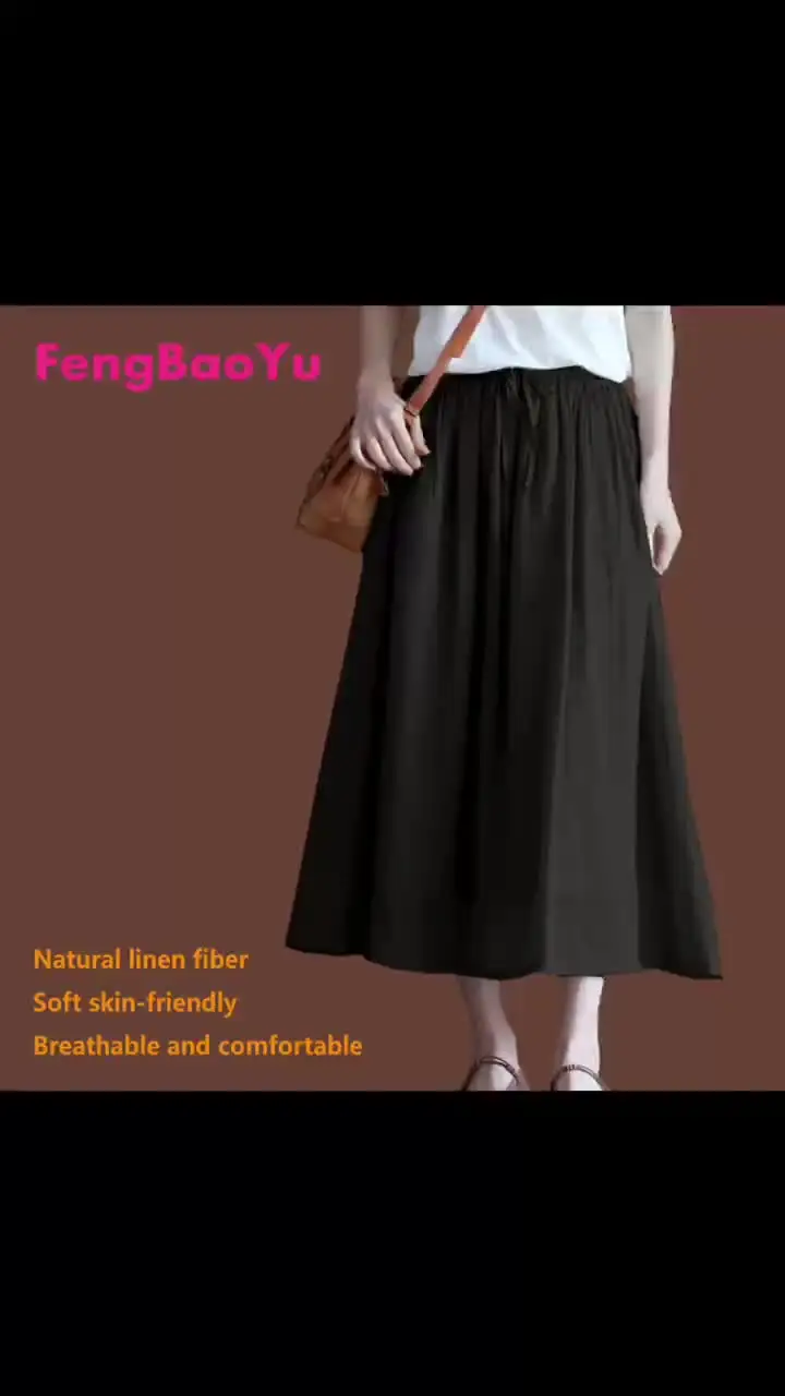 Льняная юбка Fengbaoyu белая 5XL