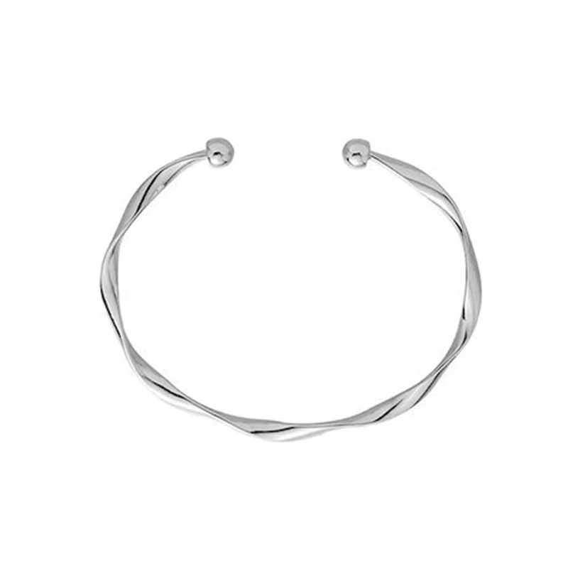 Open Cuff Twist Curved Bracelets Female Metal Wrist Jewelry