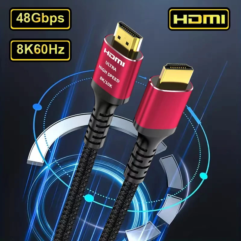 Cable HDMI 2.1 8K 4K a 120 Hz 8K a 60 Hz 48 Gbps EARC ARC HDCP HDR de ultraalta velocidad para cable de video RTX PC portátil proyector TV HD PS5