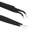 Stainless Steel Black Curved Straight Eyebrow Tweezers Anti Acid Nipper Rhinestone Picking Tool False Eyelash Nail Art Tool 6