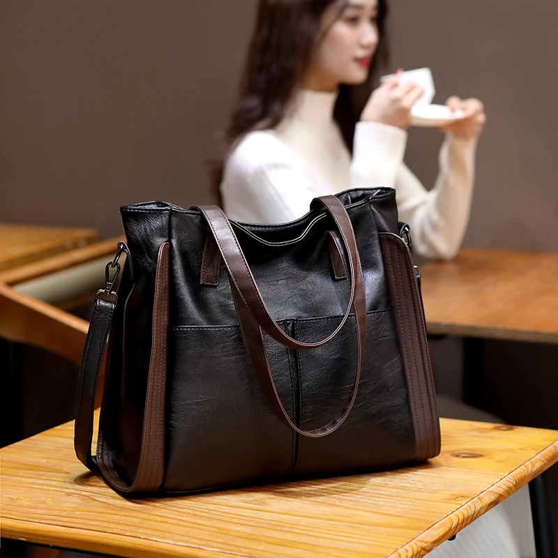 

2023 New Mom Handbag Messenger Bag Sheepskin Soft Leather Large Capacity Bag Women's Fashion Single-shoulder Real-leather Bag