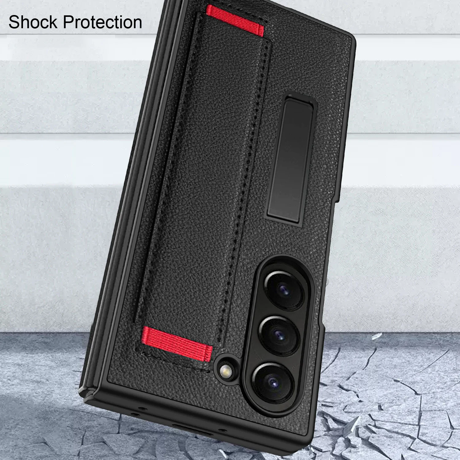 Luxury Leather Wristband Holder Phone Case with Glass Film - All-Inclusive Shockproof Design