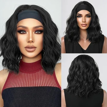 Synthetic Headband Wig Long Black Body Wave Headband Wigs for Women Wavy Wig