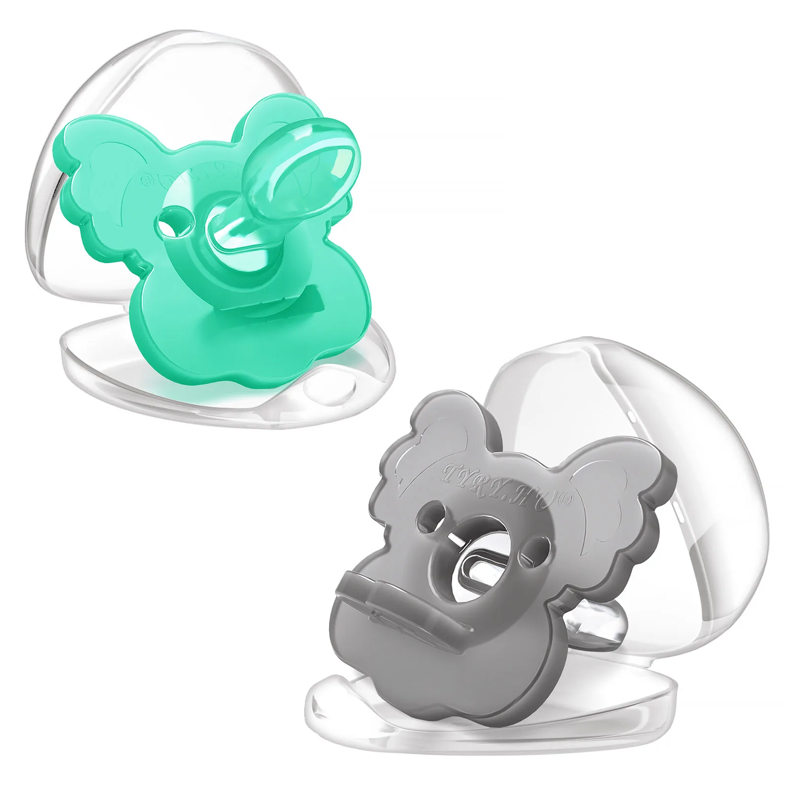 TYRY.HU 2PCS 코알라 실리콘 아기 젖꼭지 식품 학년 신생아 노리개 솔리드 컬러 실리콘 젖꼭지 인형 비비