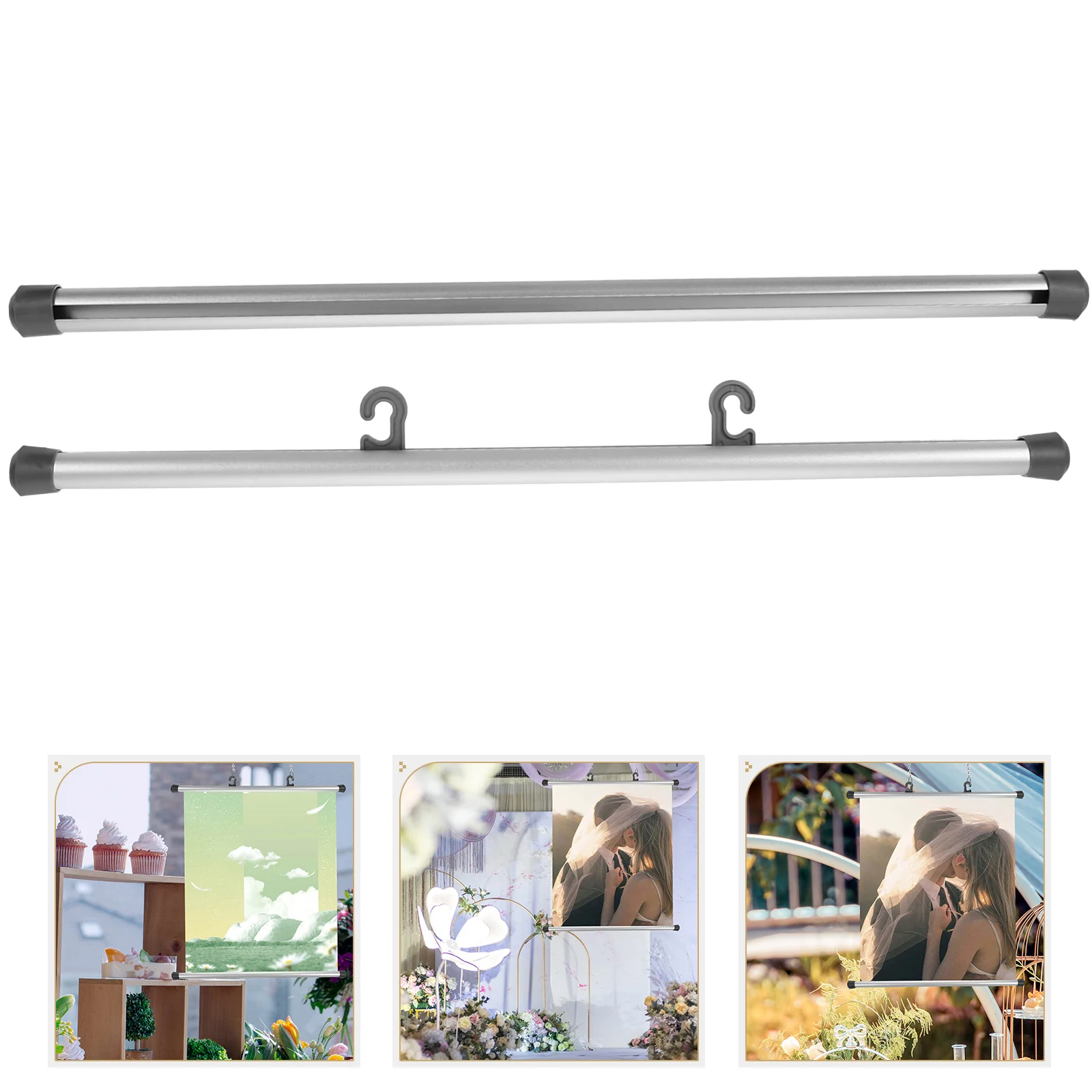 

2 Pcs Hanging Coat Hanger Poster Rod Clip Hangers Posters Painting Scroll Frame Aluminum Alloy