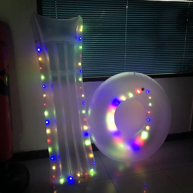 Summer  Swimming Pool Ring Inflatable Floating Row Water Hammock Multi-Color LED Swimming Toys Unisex Beach Party Waterproof Toy 3
