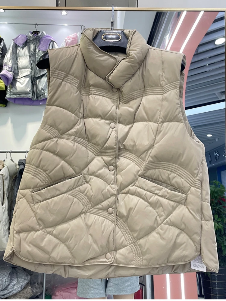 

LY VAREY LIN New Autumn Winter White Duck Down Coat Vest Women Fashion Sleeveless Single Breasted Jacket Casual Warm Outwear