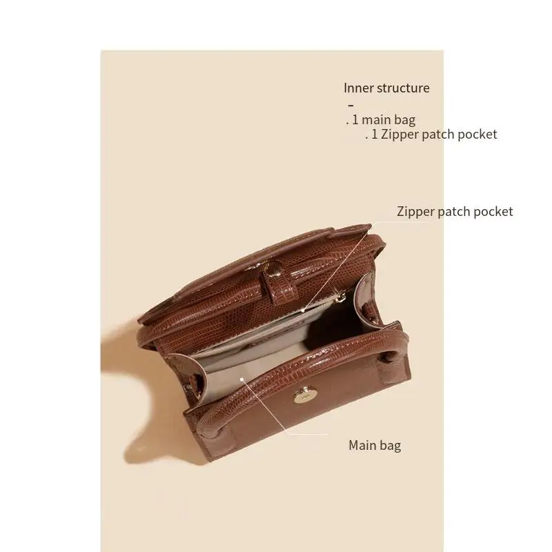 Luxury Popular Lizard-patterned One-shoulder Handbag Leather Handbag Mobile Phone Bag Ins Design Small Bag Crossbody Bag bolsos