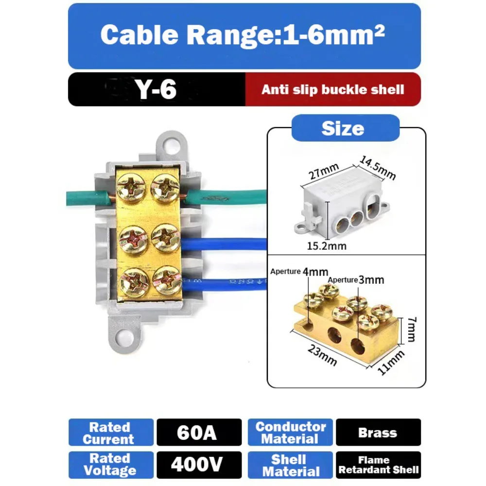 High Power Brass Electrical Connector - Large Current Quick Connect Terminal Block