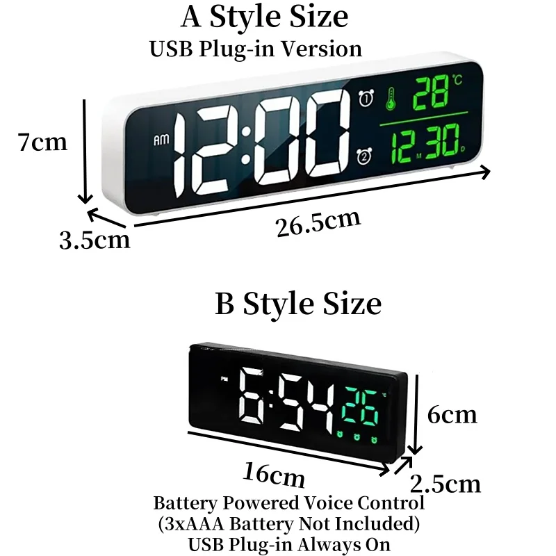 LED Digital Alarm Clock Temperature Date Display Snooze USB Desktop Mirror LED Clocks for Living Room Decoration