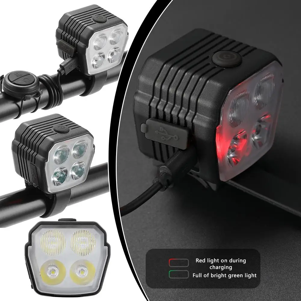 2 In 1 Bicycle Headlight 4LED 120dB USB Charge Bicycle Horn Light Headlight For Outdoor Mountain Bike Accessories bicycle accessories bicycle horn bicycle flashlight