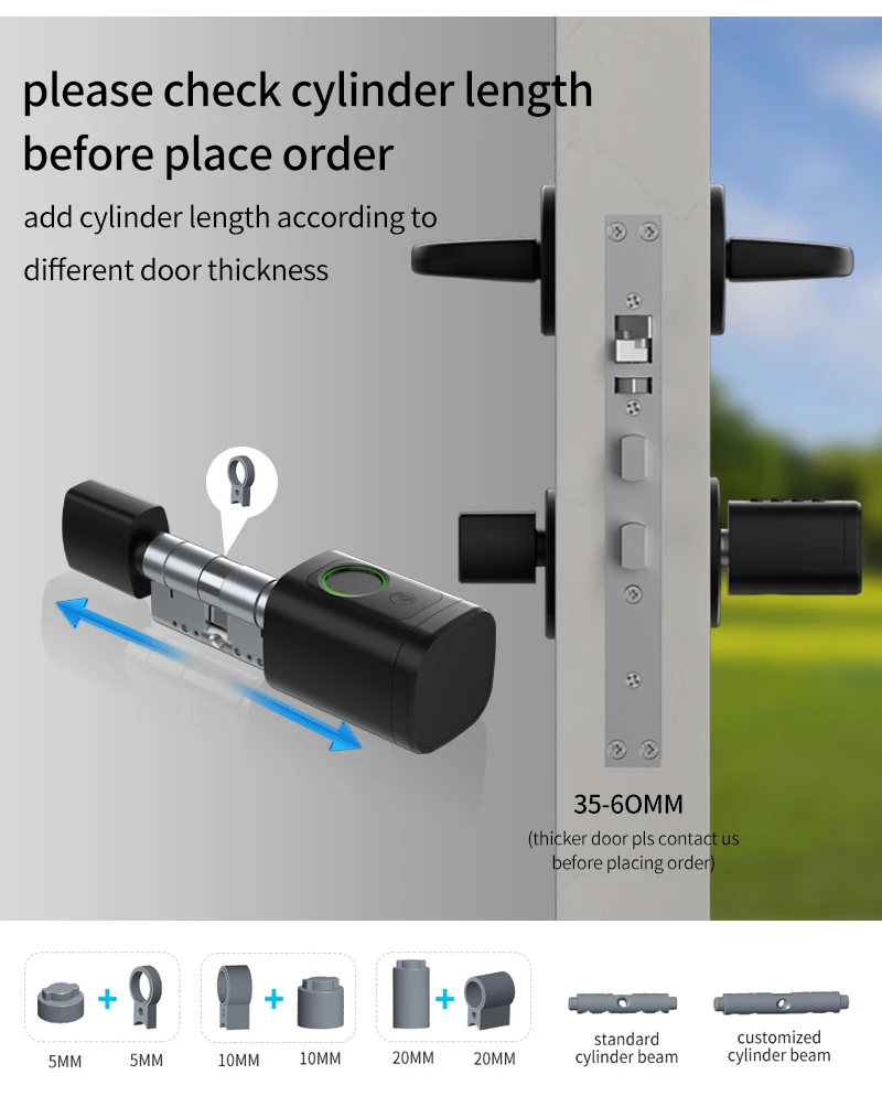 Tuya APP Fingerprint Cylinder Smart Door Lock Electronic Digital RFID Keypad Cod