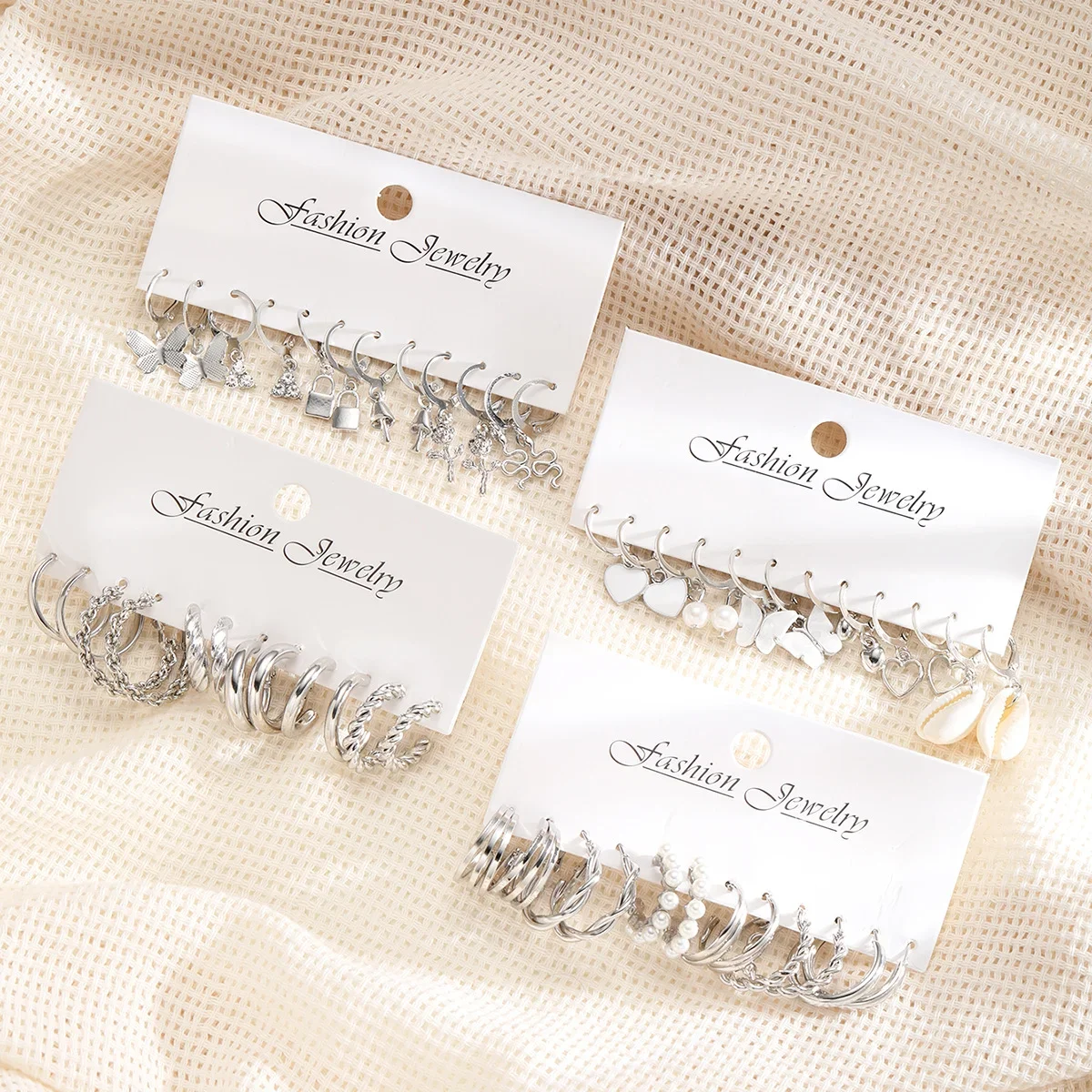 Fashion Pearl Decor Twist Design Earrings Set For Women Vintage Geometric Snake Heart Butterfly Drop Earrings Daily Wear Jewelry