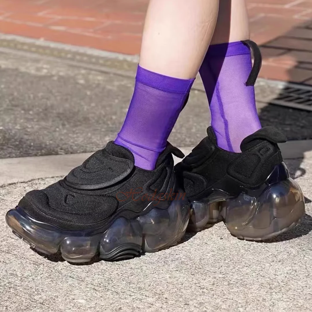 Thick Sole Platform Pumps Shoes Round Toe Air Cushion Bubble Bottom Strange Style Women Autumn Shoes Casual Party Fashion Solid