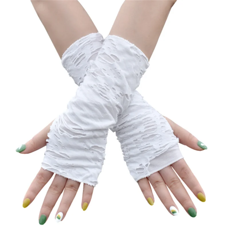 2026 Neue Mode Punk Gothic Fingerlose Handschuhe Unisex mit Rissdesign Dehnbar für Party Ausgehöhlte Rock-Handschuhe – Detail 3