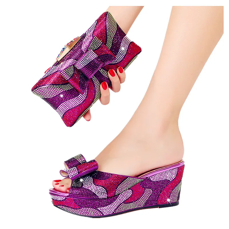 

44 size party wedding shoes ladies crystal shiny shiny platform can be equipped with bag luxury italian design free shipping