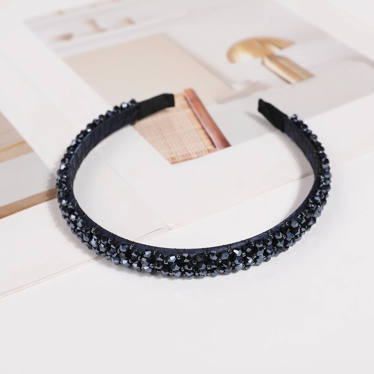 1 Stück luxuriöse, vollständig mit Diamanten besetzte doppellagige Haarnadel – raffiniertes und schlichtes Kristall-Stirnband – elegantes und vielseitiges, rutschfestes Haarband – Detail 4