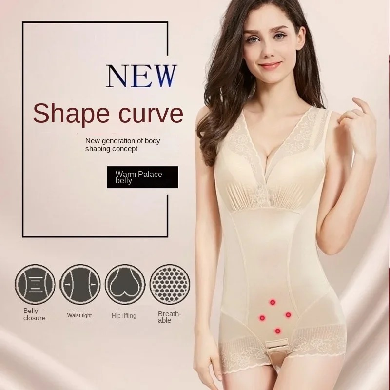 

body shaper Slimming postpartum mesh belly lace V-neck gathered to lift the buttocks waist female row buckle one-piece shapewear