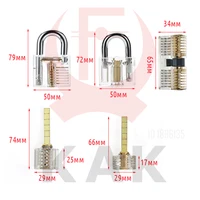 KAK 7 шт. видимый тренировочный замок с ключами, прозрачный навесной замок для тренировки навыков, слесарные инструменты, набор для отмычки для начинающих — изображение 6