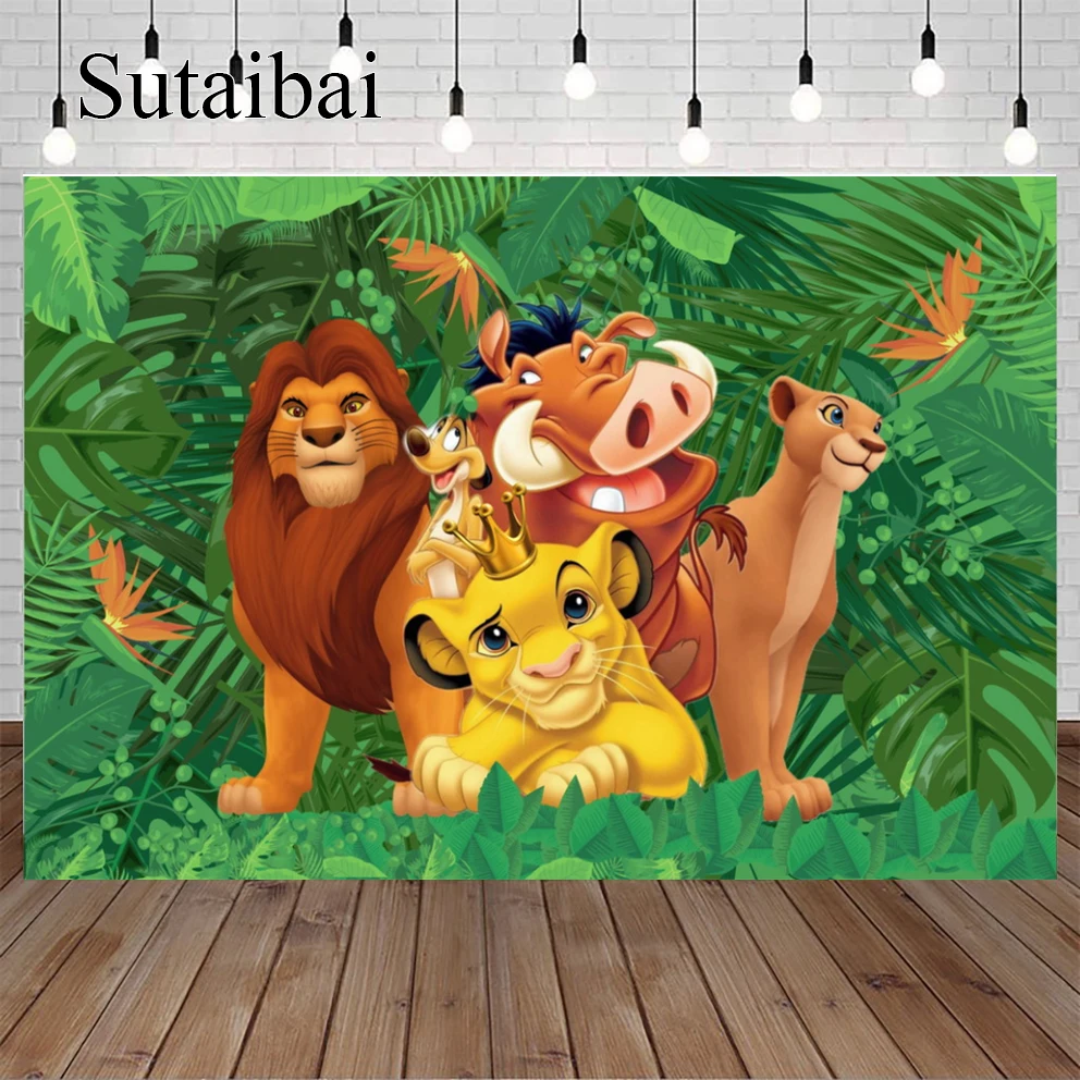 Disney Simba Lion King Backdrop Forest Kids Birthday Party Photo Background Sunset Baby Shower Banner Poster Cartoon photo backdrop photo wallpaper