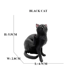 Hand - Painted Realistic Cat Figurines Set - Mini Kittens for Home and Office Decor (BLACK Cat)