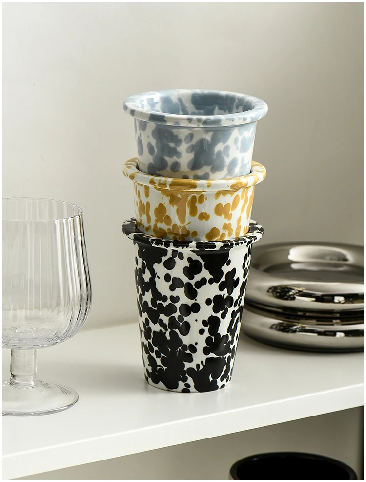 Description Picture 6 of item2pcs/lot Ink Ceramic Marble Tumbler Vintage Coffee Cup Bathroom Wash Cup Drink Cup for Party Pen Hold Candle Cup 270ml