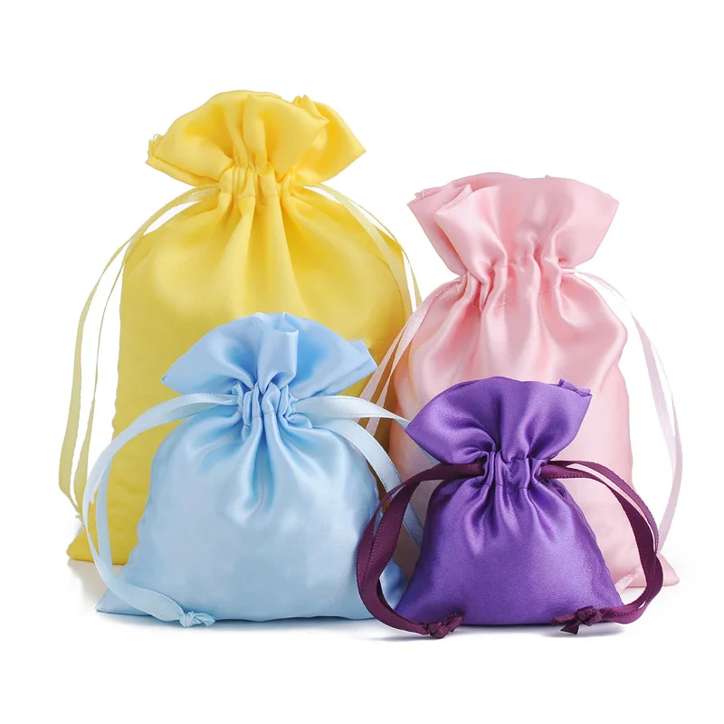 New 50Pcs 7x9cm Silk Satin Drawstring Pouch Jewelry Bag Custom Logo New  Year Birthday Christmas Wedding Party Gift Pouch Bag - AliExpress