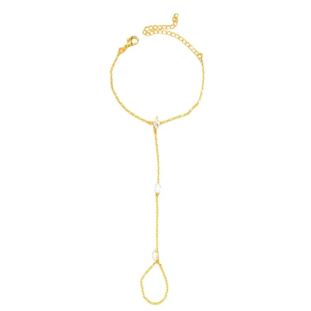 Fashion Gold/Silver Crystal Zircon Bracelet Hand Jewelry Women Thin Chain Women Thin Chain Finger Bracelet