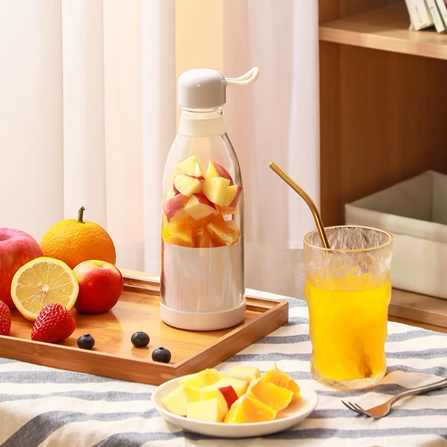 Mini Portable Blender Electric Fruit Juicer Smoothie Orange Fresh Juice  Blender Multifunction Rechargeable Portable Bottle Mixer