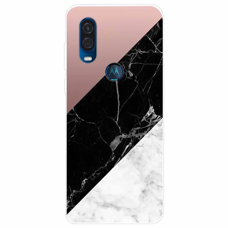 Elegant Marble Design Soft TPU Back Cover for Moto One Vision/Macro/Action