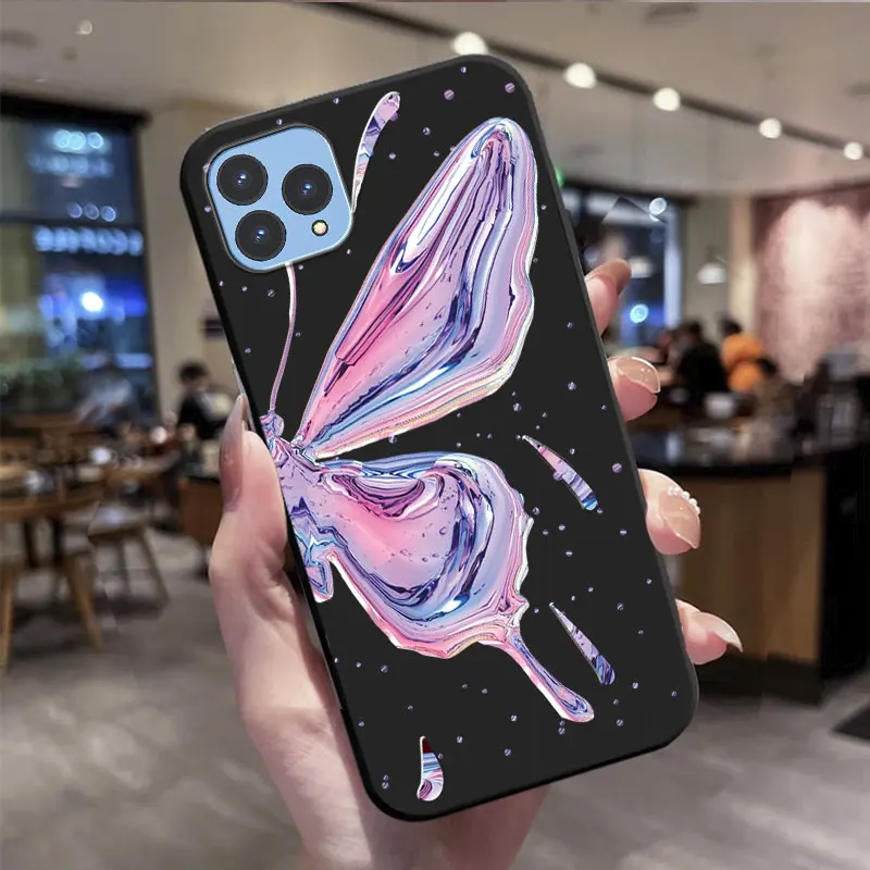 Butterfly Flower Shockproof Silicone Phone Case - Soft TPU Protective Cover