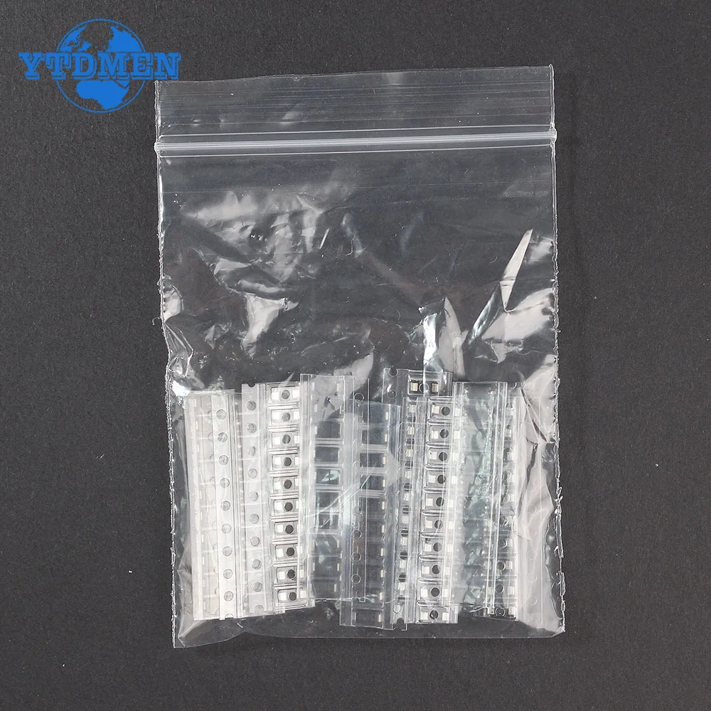 90PCS Diode Kit Rectifier Diode 1N4007 1N4001 1N4004 SS14 SS24 SS34 SS16 SS26 SS36 SMD Schottky Diode Assort